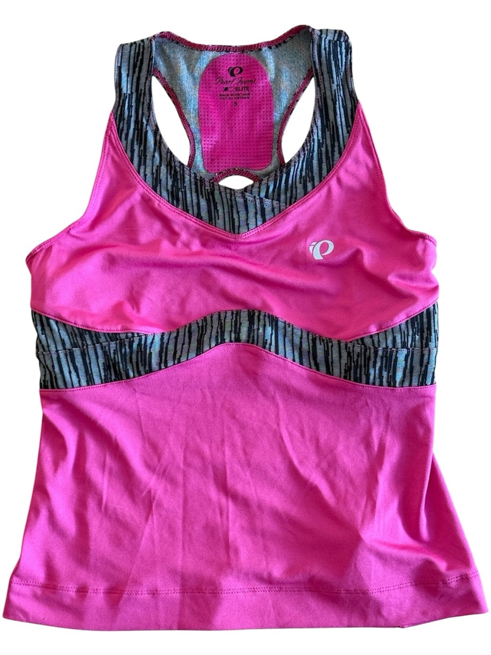 PEARL IZUMI SYMPHONY WOMENS SMALL ATHLETIC RACERBACK TANK TOP W/ BRA PINK BLACK
